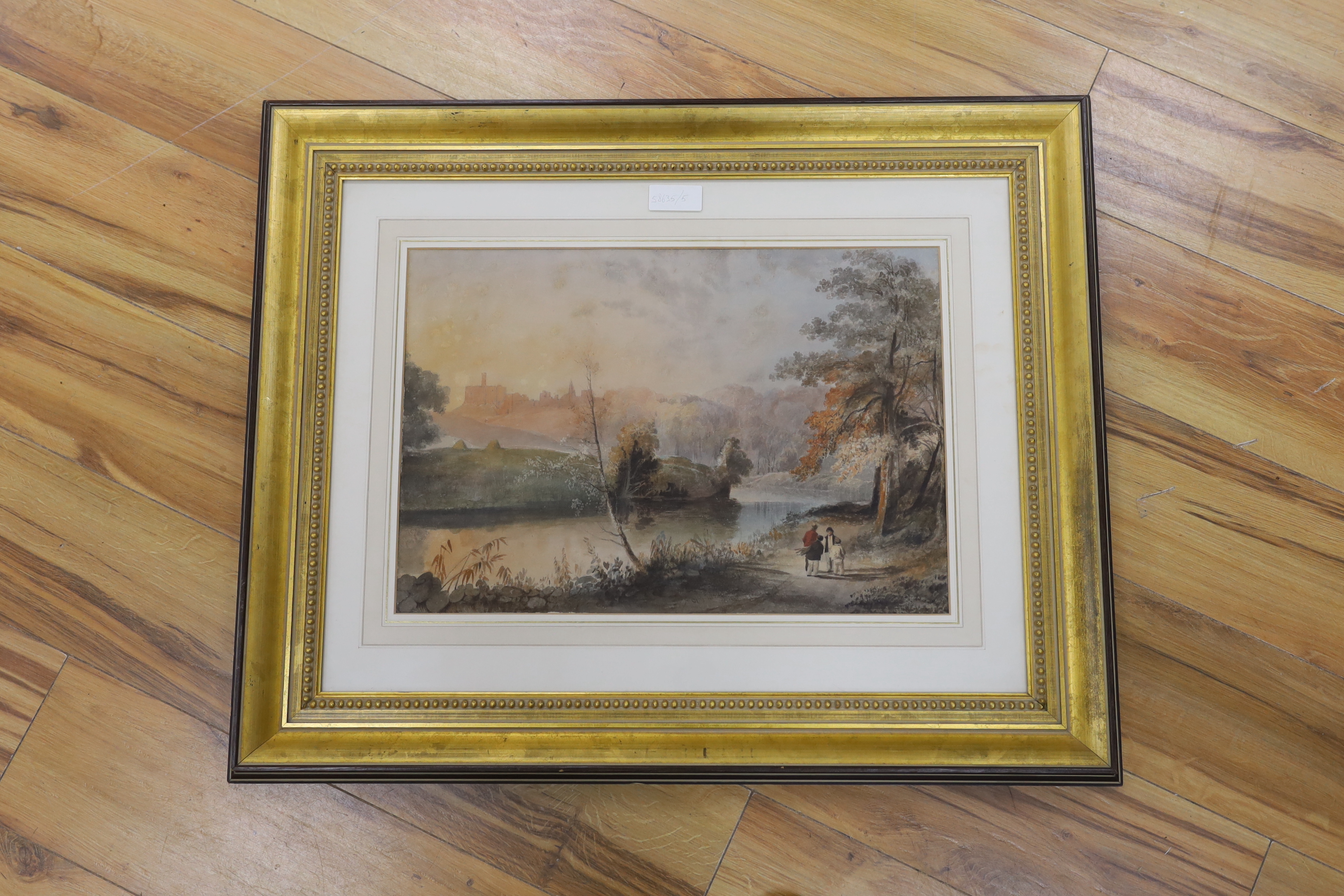 Anthony Vandyke Copley Fielding POWS (1787-1855), watercolour, Warkworth Castle, signed and dated 1849, 35 x 49cm